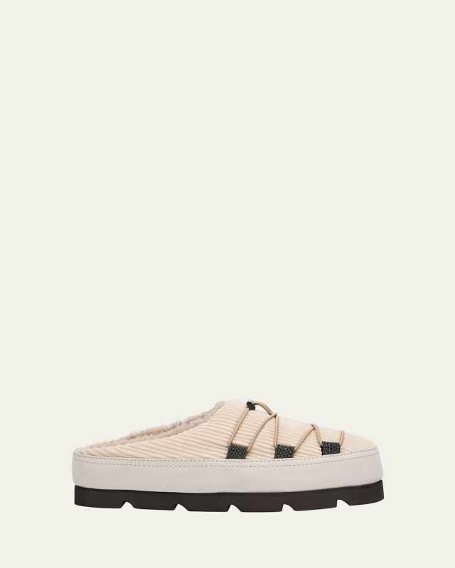 Suede Lace-Up Cozy Mule Slippers